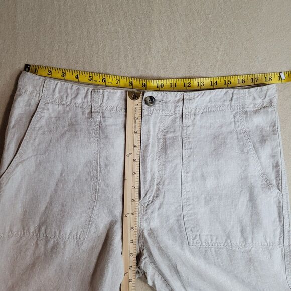 Old Navy Trouser Pants 100% Linen Womens L Beige 4 Pockets Straight Leg 36x33 - Picture 3 of 11